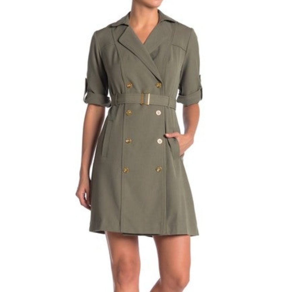 Sharagano Double-Breasted Shirt Dress